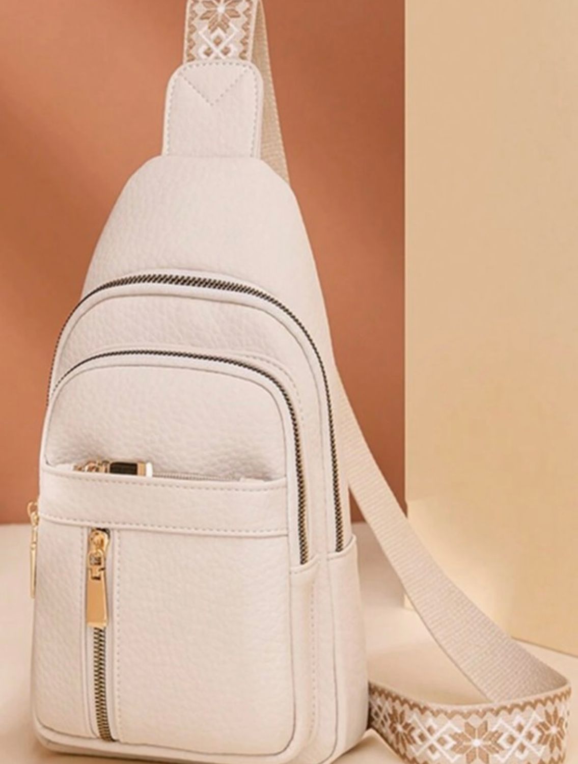 Vegan Leather Crossbody Sling, Neutral