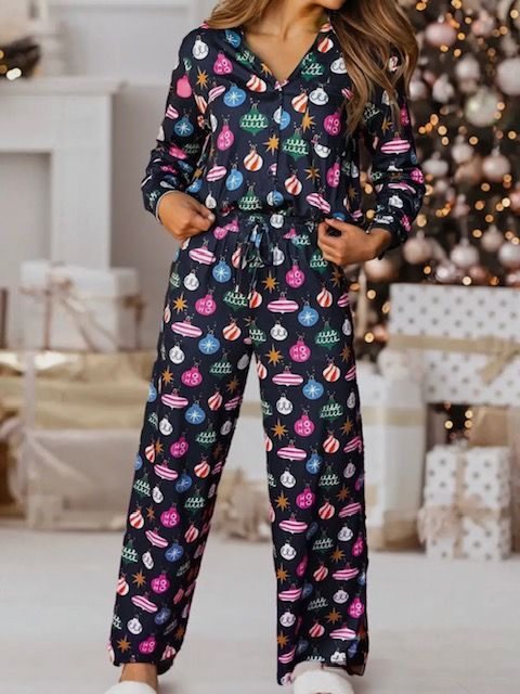 Christmas Lights PJ Set, Navy