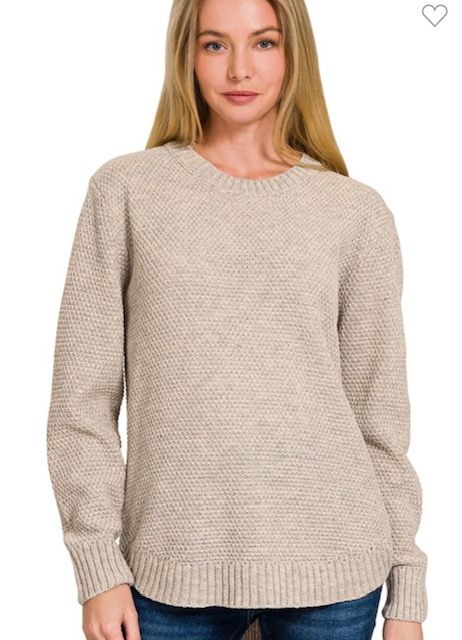 Round Neck Sweater, Beige