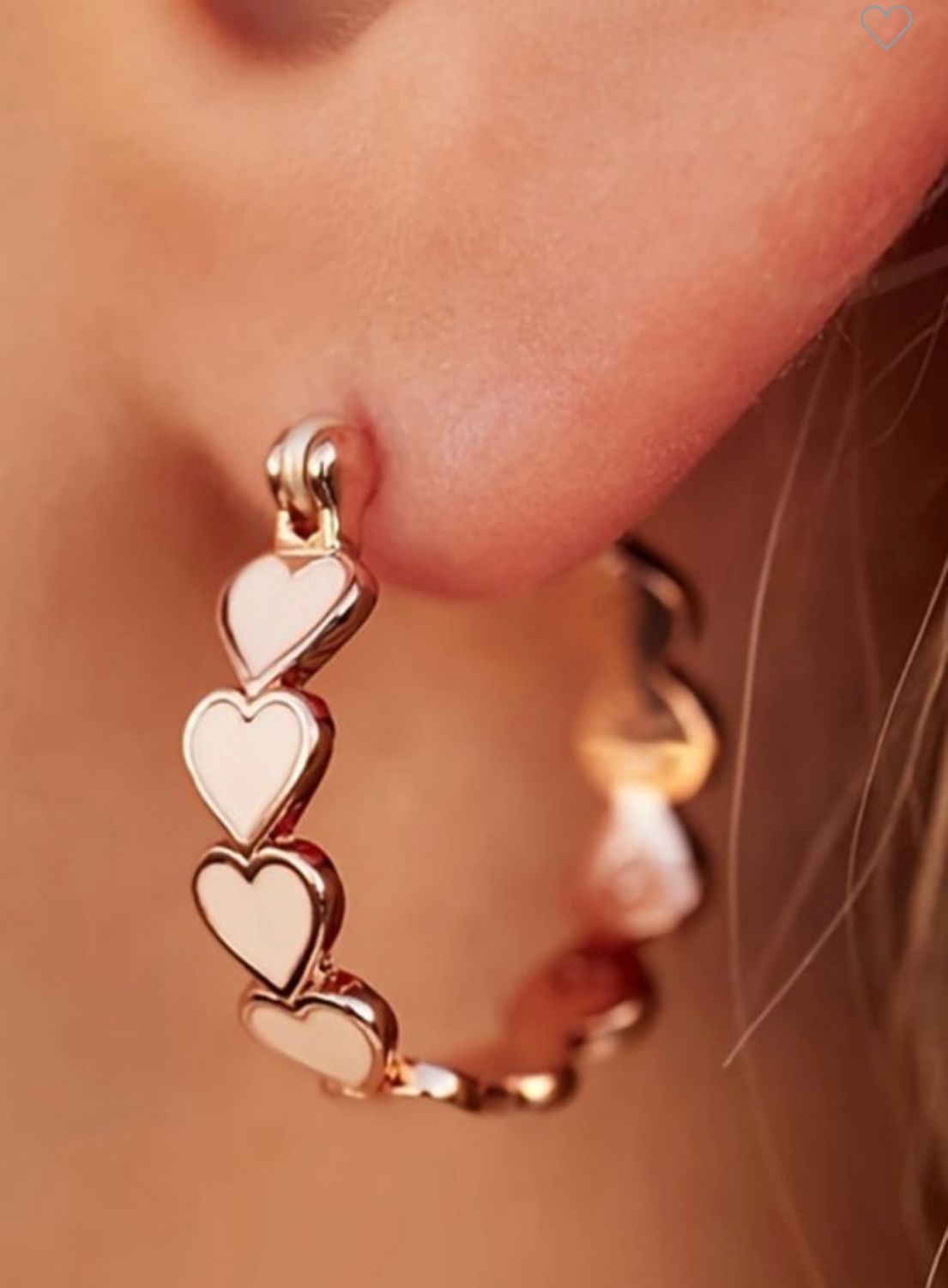 Rose Gold Heart Shape Hoop Earrings