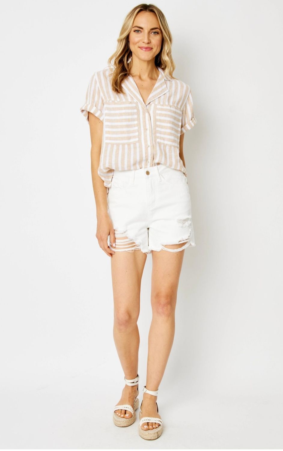 Judy Blue HW Rigid Short, White