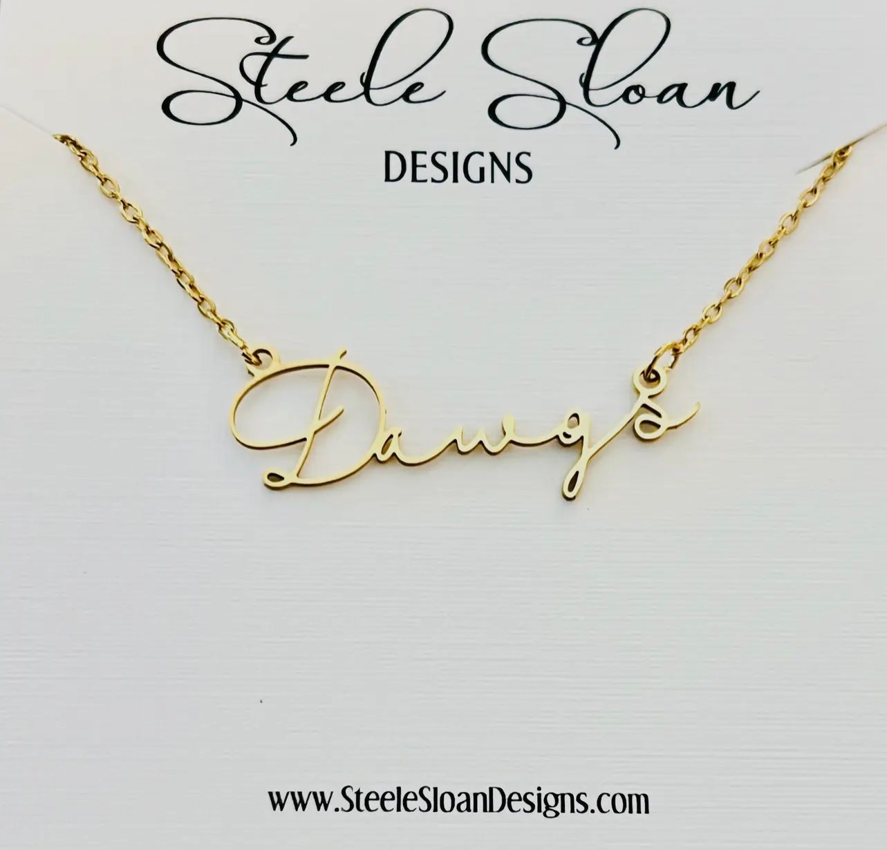 SS Designs Dawgs Script Necklace, Gold
