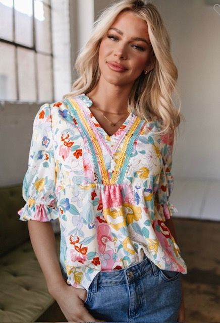 Boho Flower Print Top