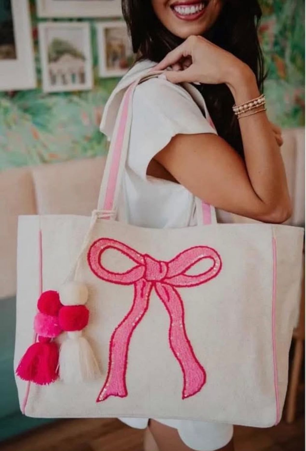 KD Sequin Bow Tote