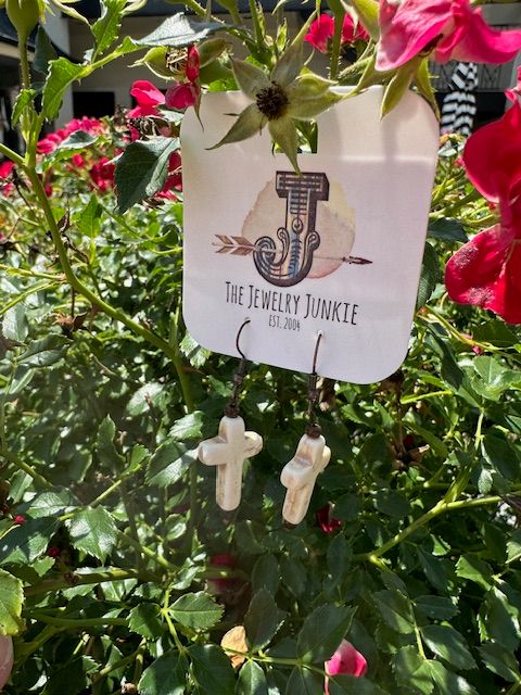 JJ White Turquoise Cross Earrings