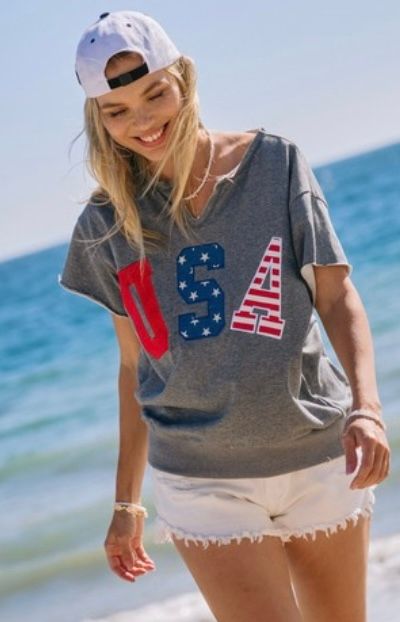 French Terry Top with Embroidery USA