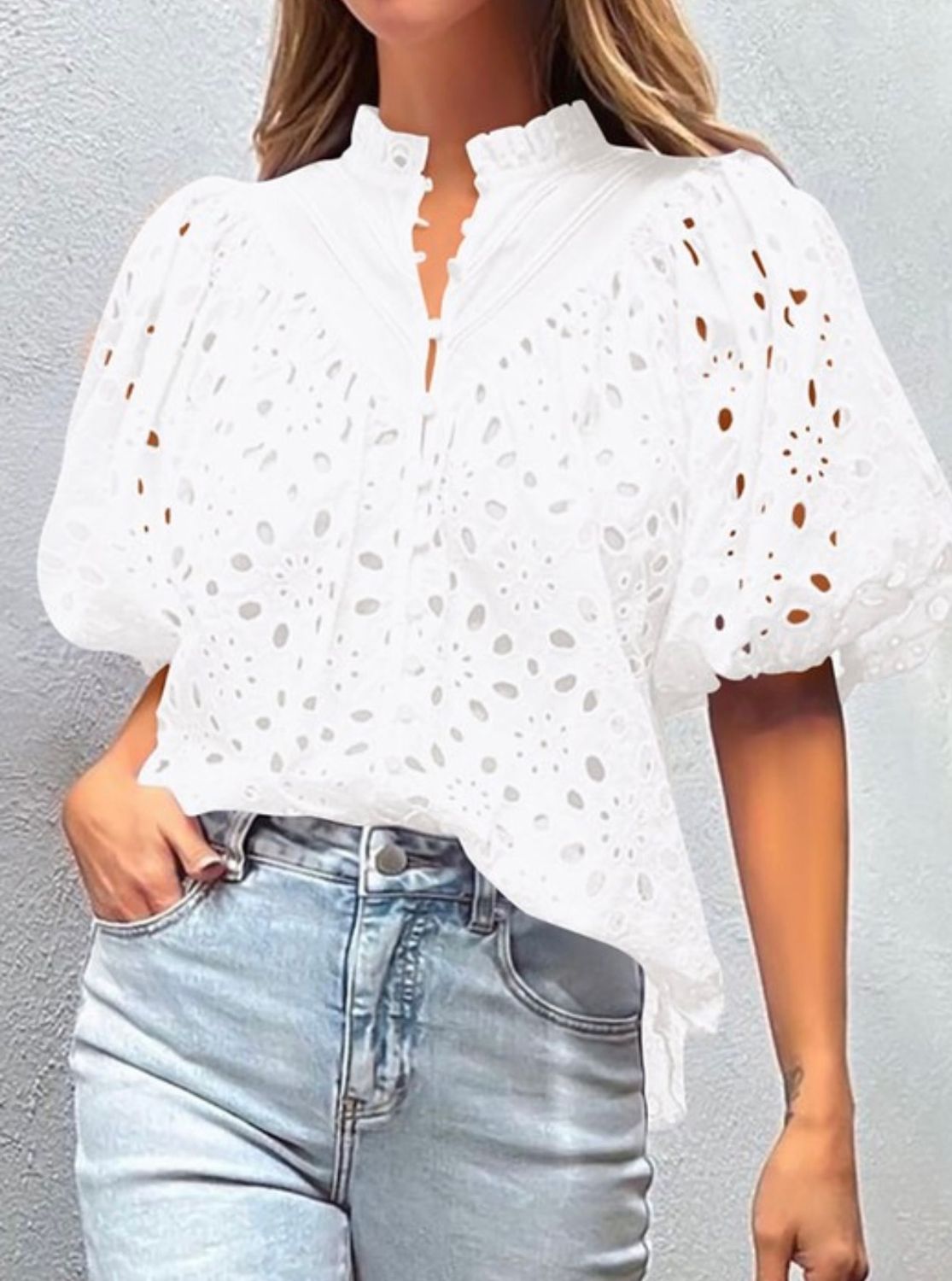 Floral Embroidered Top, White