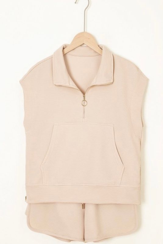 Textured Shorts And Top Set, Tan