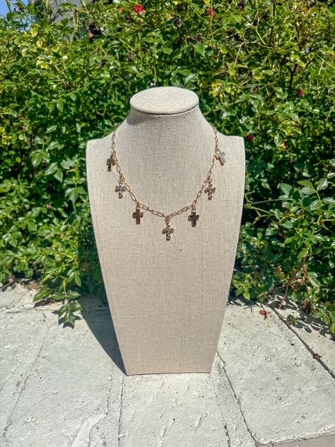 Cross Dangle Necklace, Gold