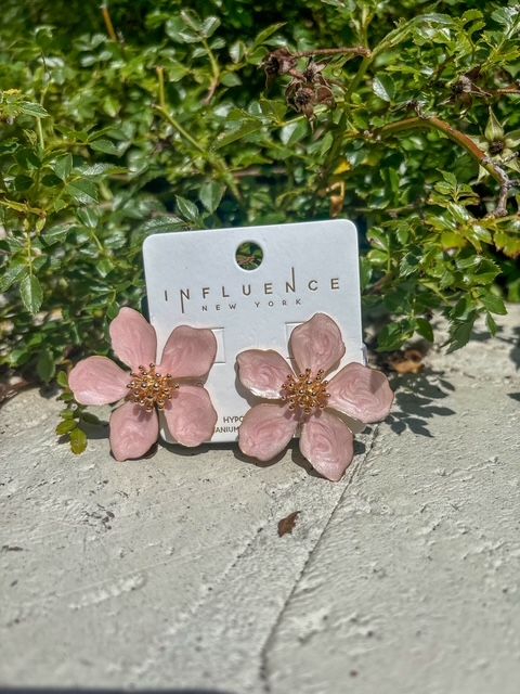 3D Flower Earring, Pink