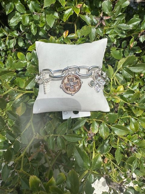 Chunky Chain Charm Bracelet, Silver