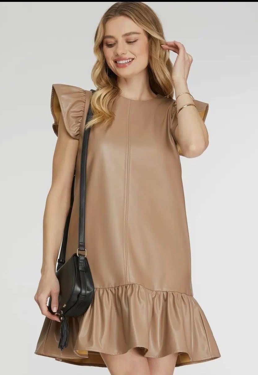 Faux Leather Dress, Mocha