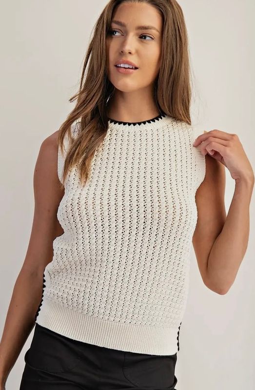 Sleeveless Sweater Top, Off White