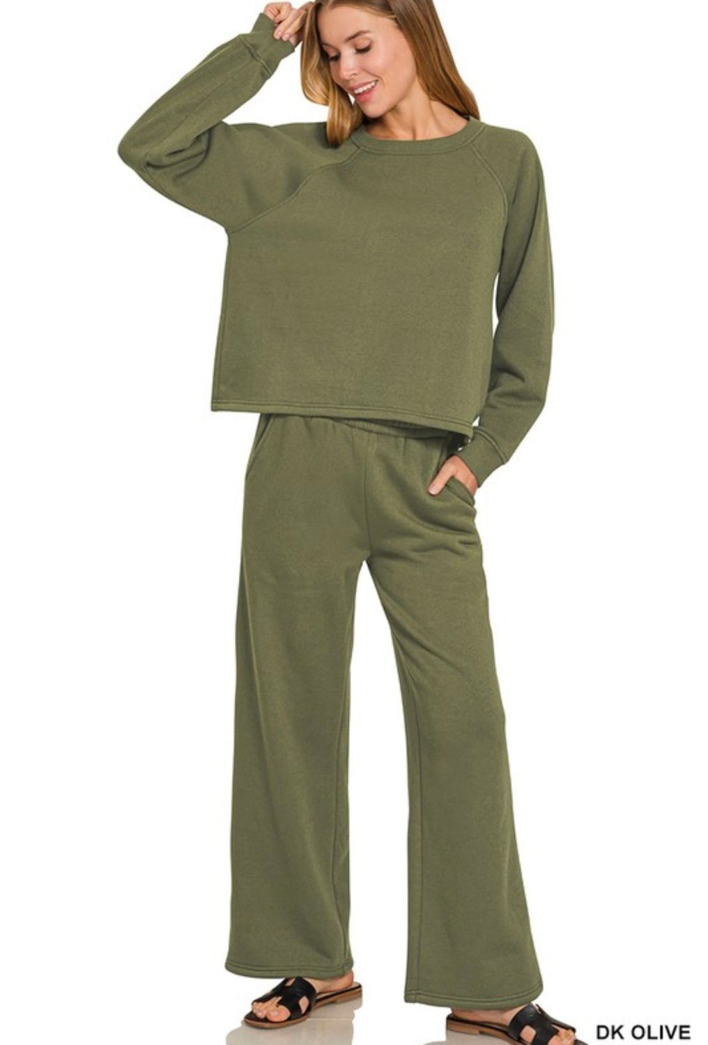 Reglan Pullover Sweatsuit Set, Olive