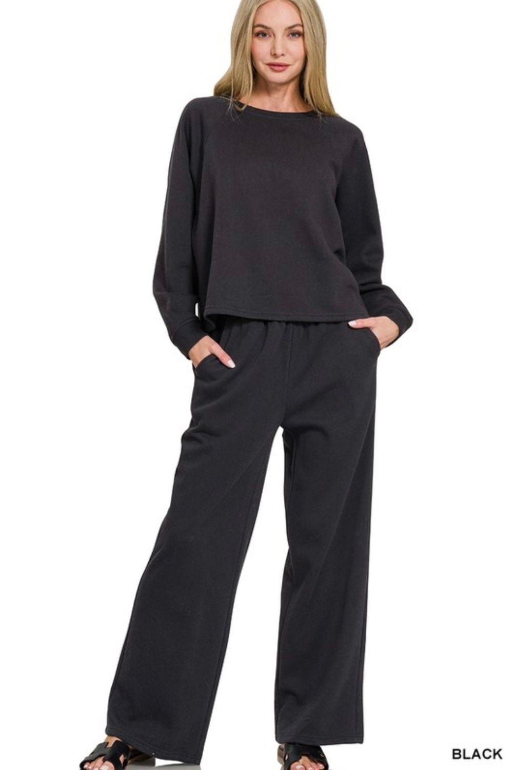Reglan Pullover Sweatsuit Set, Black