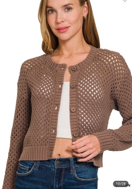 Crochet Cardigan, Brown