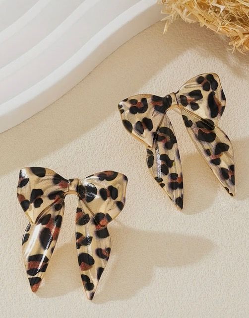 Leopard Print Bow Earrings