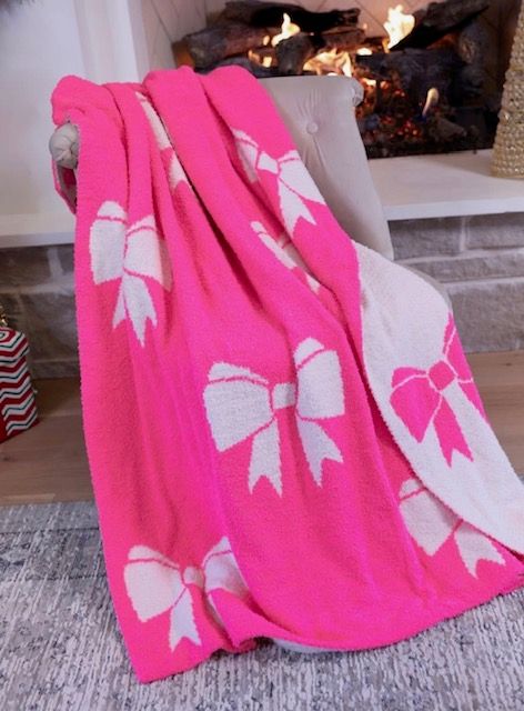 Tied Up Bow Blanket, Pink
