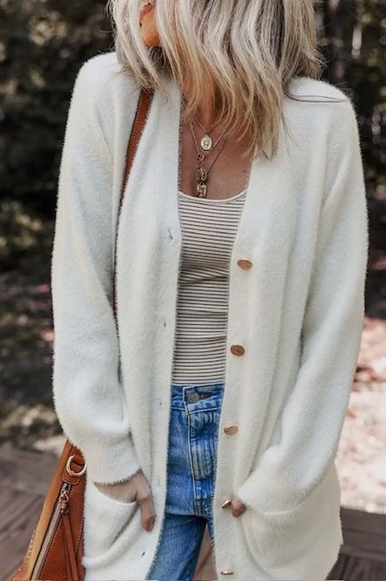 Plush Cardigan, White