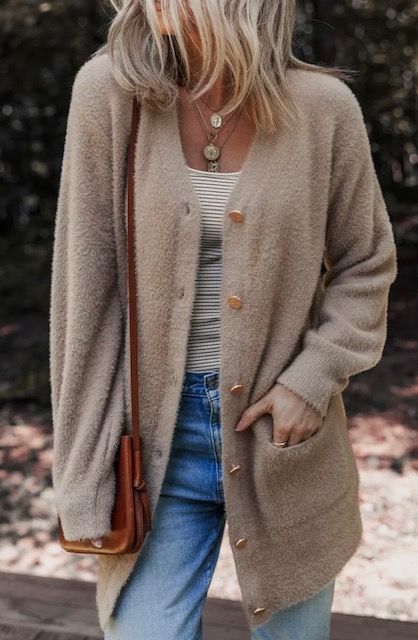 Plush Cardigan, Tan