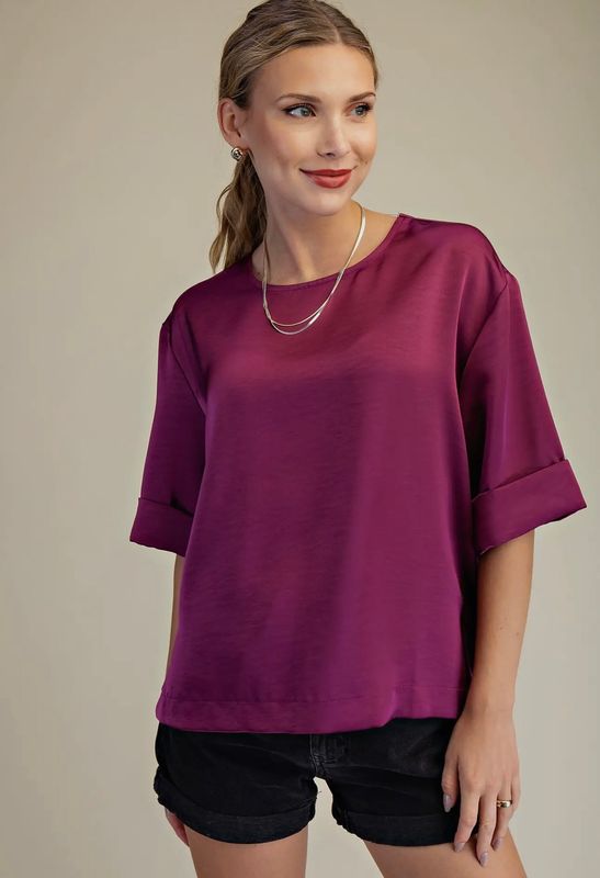 Round Neck Top, Plum