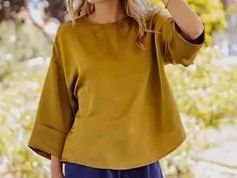 Wide Sleeve Top, Mustard