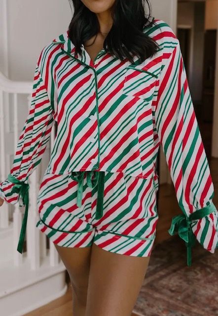 Velvet Bow Christmas PJ&#39;s, Stripe