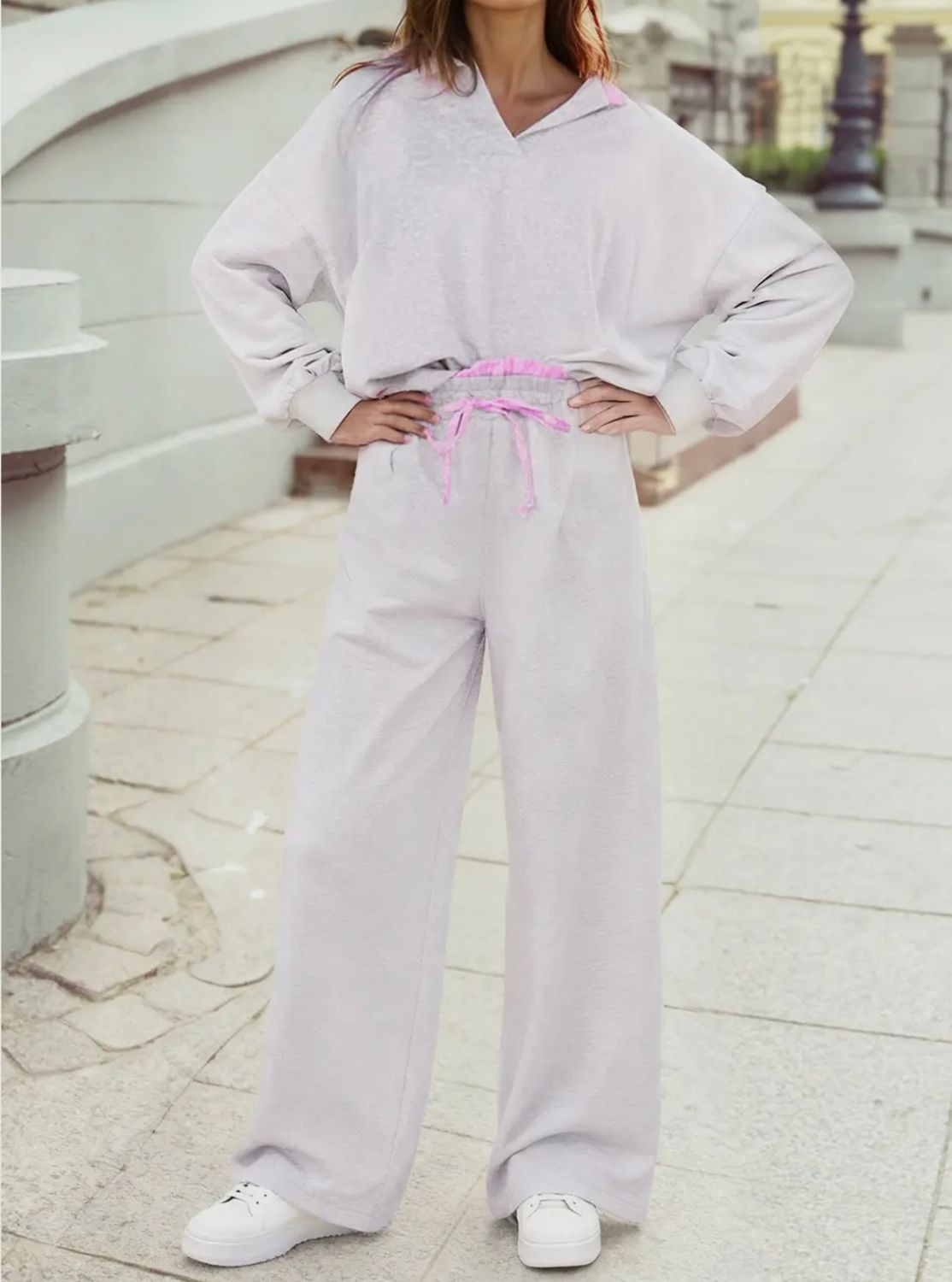 Frilled Collar Set, Lt Grey