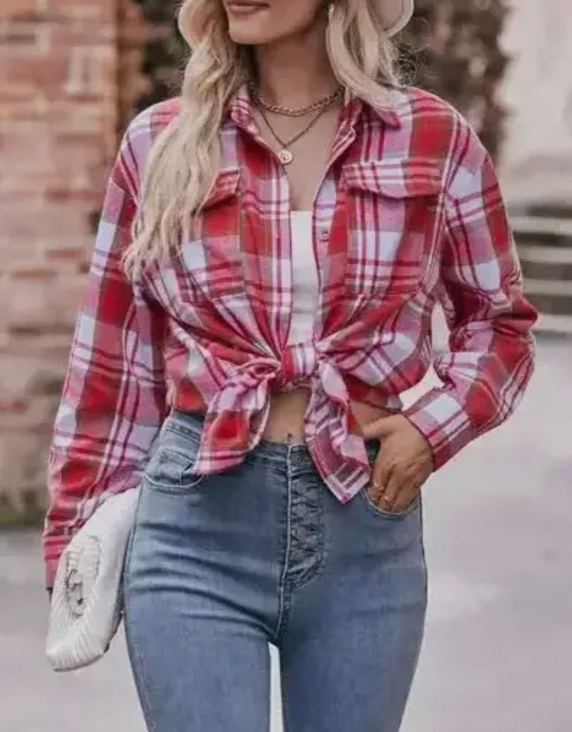 Plaid Button Down, Red
