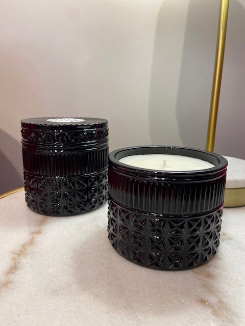 Capri Blue 11oz. Black Faceted Jar, Smoked Clove
