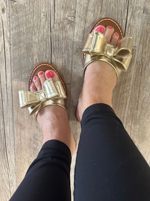 Clarissa Gold Bow Sandal