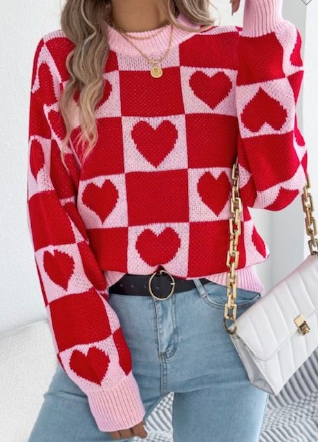 Lantern Sleeve Heart Sweater