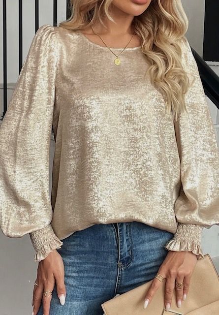 Metallic Round Neck Top