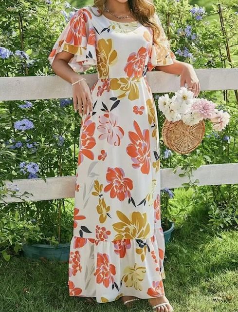 Short Sleeve Orange Floral