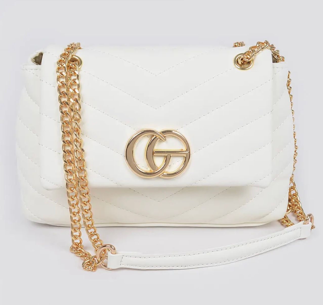 Quilted CG Clutch, White