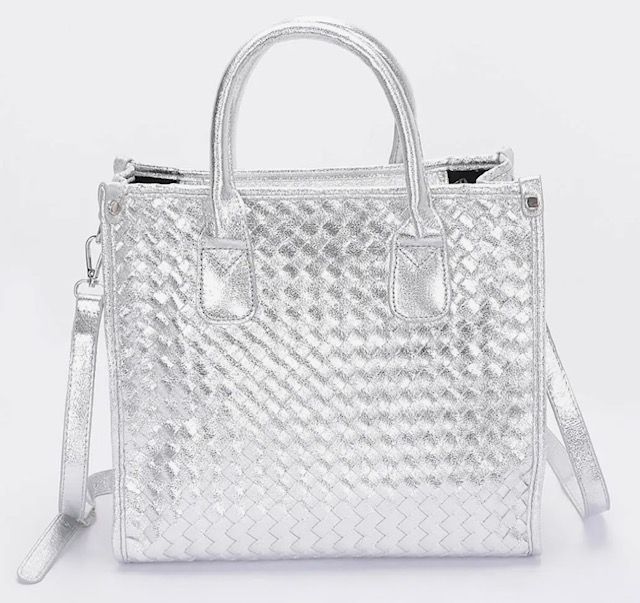 Braided Bag, Silver Metallic