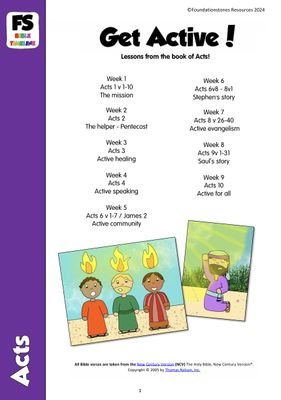 Acts : Get Active - 9 week Syllabus and Faith at Home Sheets
