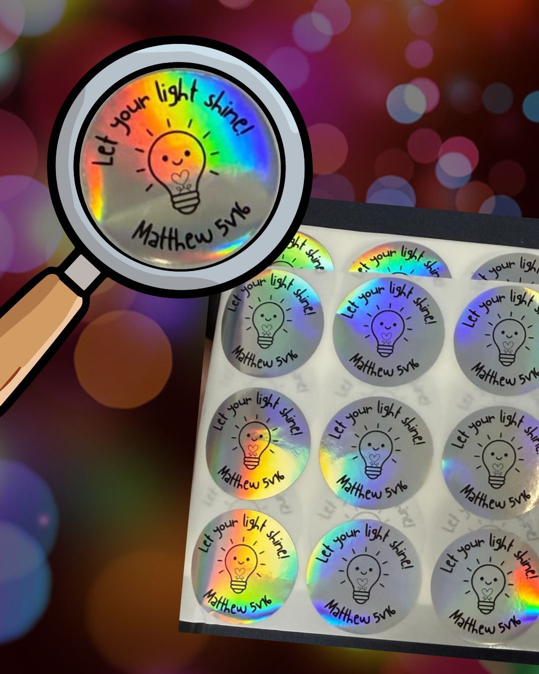 Light Party holographic stickers (Set of 48)