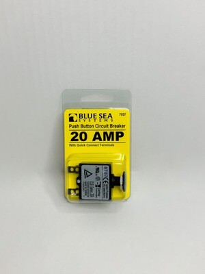 BLUE SEA PUSH BUTTON CIRCUIT BRKR 20 AMP (7057)