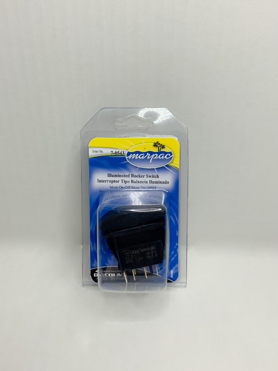 MARPAC ILLUMINATED ROCKER  SWITCH MOM ON-OFF-MOM ON  (7-0543)