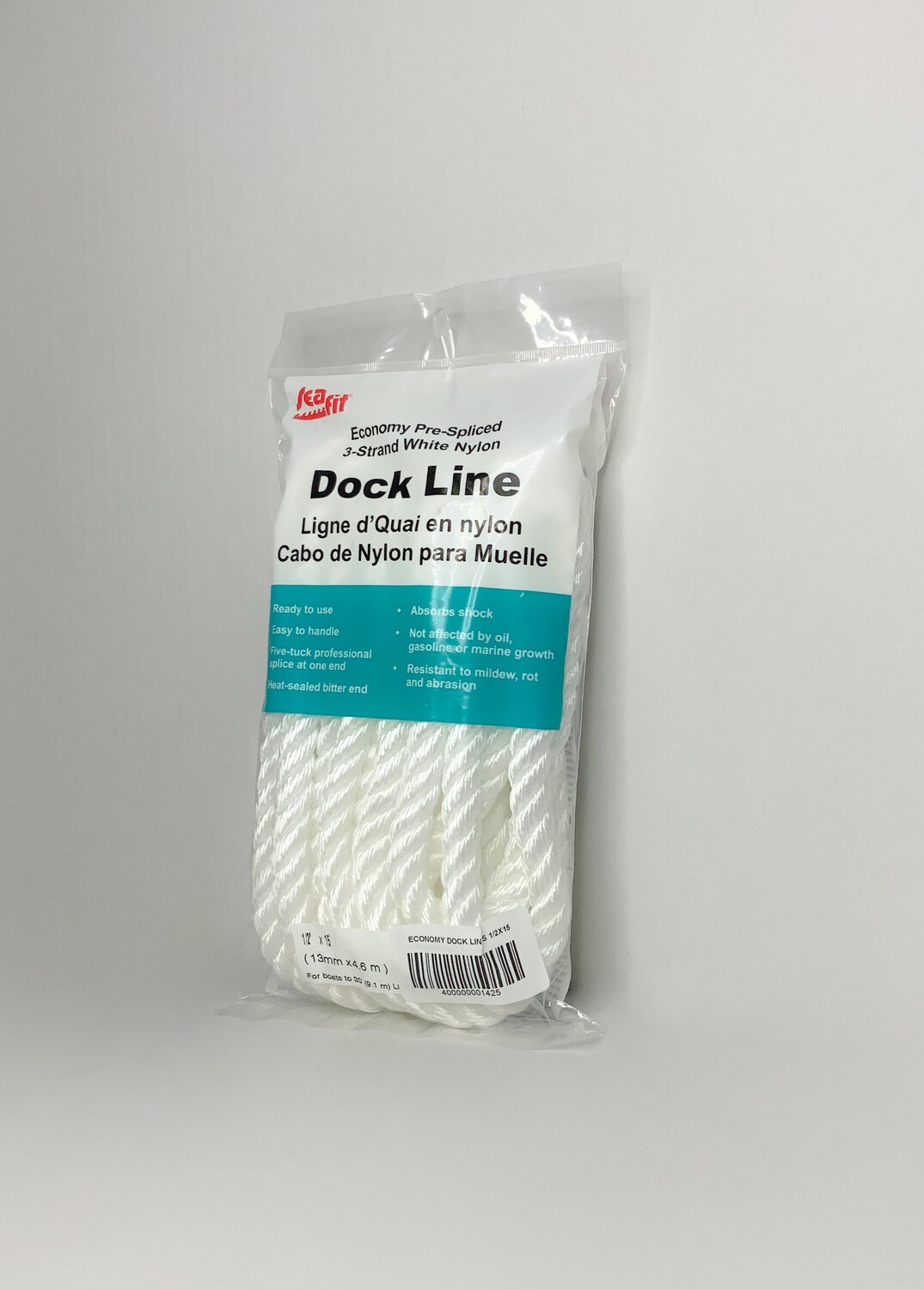 ECONOMY THREE-STRAND NYLON DOCK LINES 1/2X15