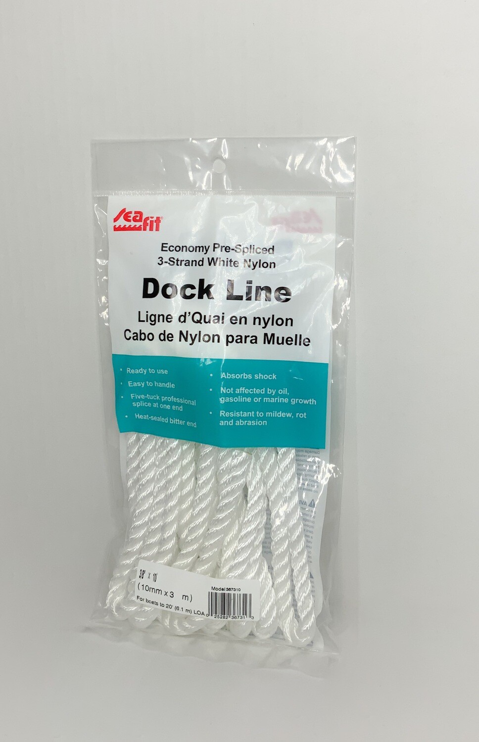 ECONOMY THREE-STRAND NYLON DOCK LINES 3/8X10