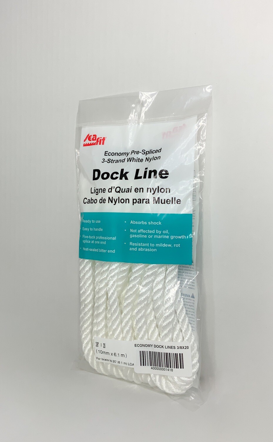 ECONOMY THREE-STRAND NYLON DOCK LINES 3/8X20