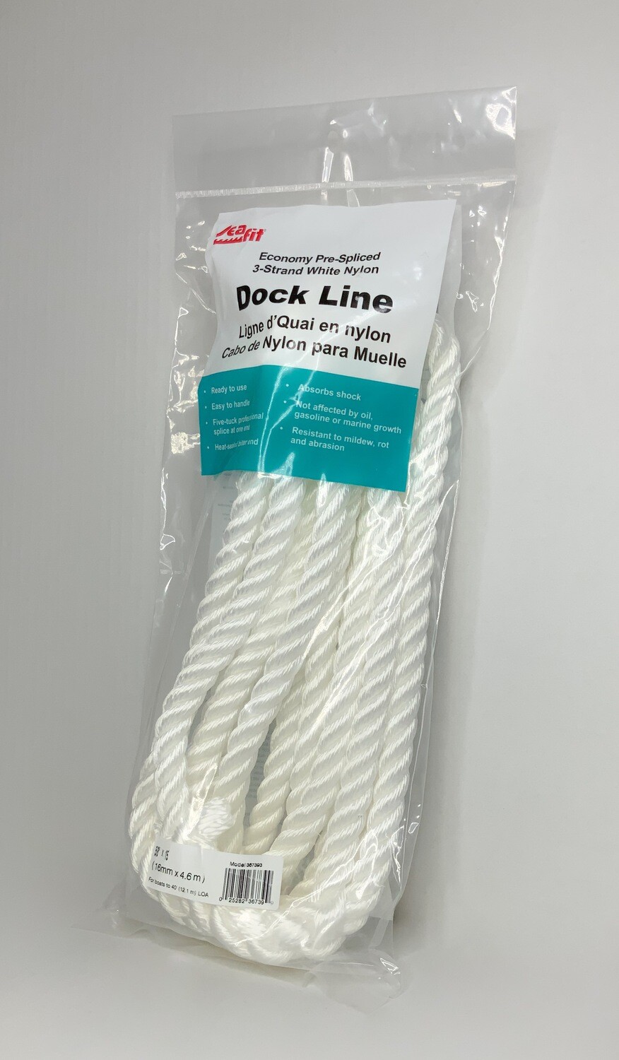 ECONOMY THREE-STRAND NYLON DOCK LINES 5/8X15