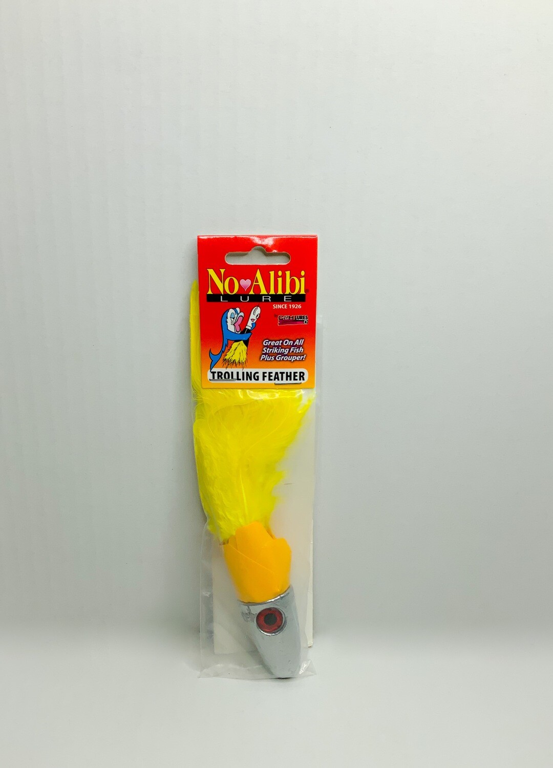 NO ALIBI YELLOW FEATHER LURE 8 OZ