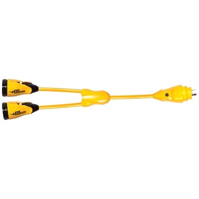 EEL Y ADAPTER, 30A 125V MALE TO 2-30A 125V FEMALES