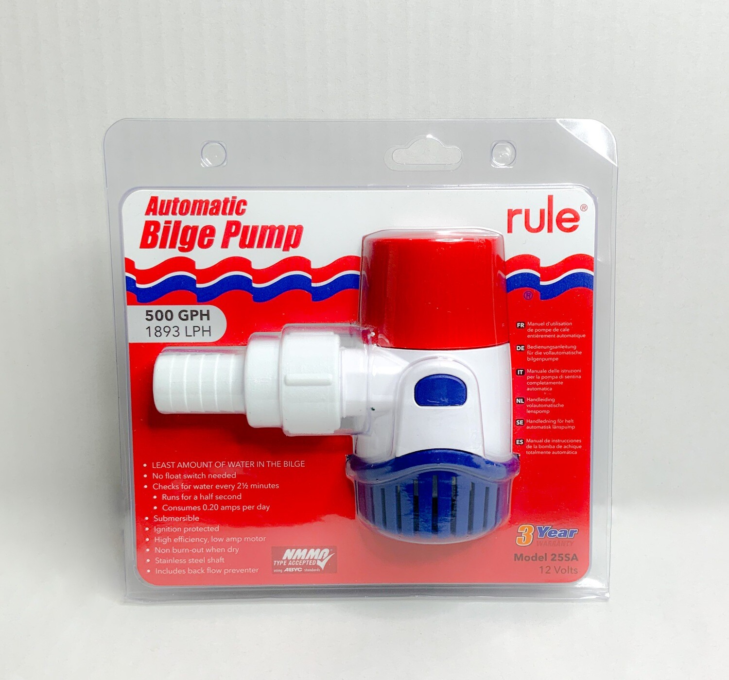 RULE 12V COMP BILGE PUMP 500GPH (AUTO)