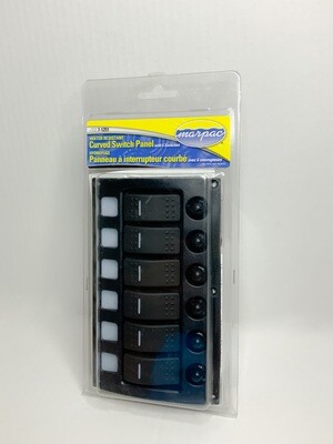 MARPAC WATER RESISTANT CURVED SWITCH PANEL W/ PLASTIC 6 BREAKER