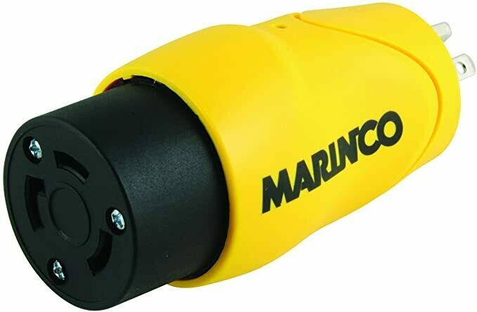 MARINCO STRAIGHT ADAPTER, 15A/125V MALE TO 30A/125V FEMALE