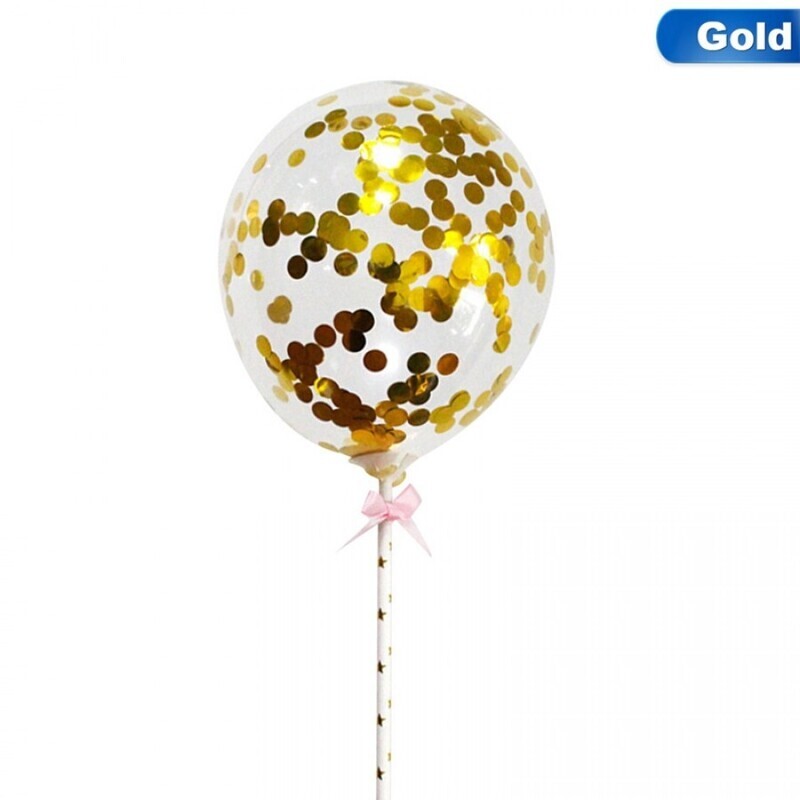 Blöðrukökutoppur. Gull confetti. 13 cm